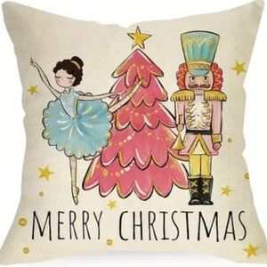Christmas Nutcracker and Ballerina Pillow 18x18